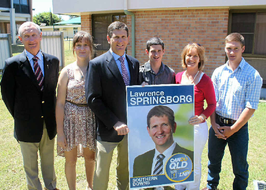 Bruce Scott and Laura, Lawrence, Thomas, Linda and Jens Springborg officially launch Lawrence’s election campaign.